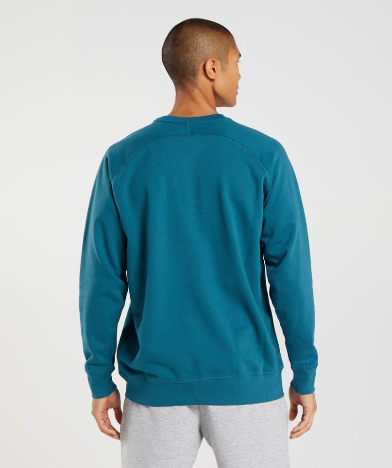 Men's Gymshark Apollo Crew Sweatshirts Turquoise | NZ 6WIJOQ